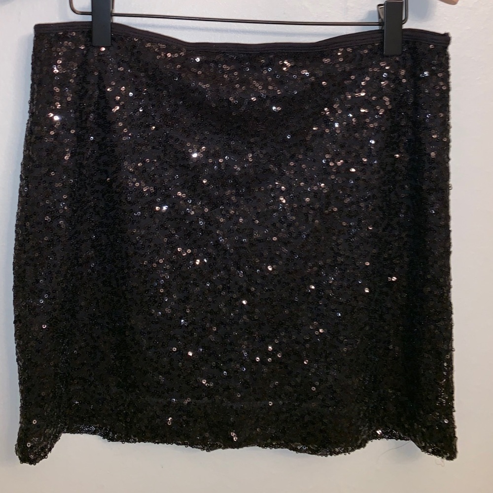 Express black sequin mini skirt